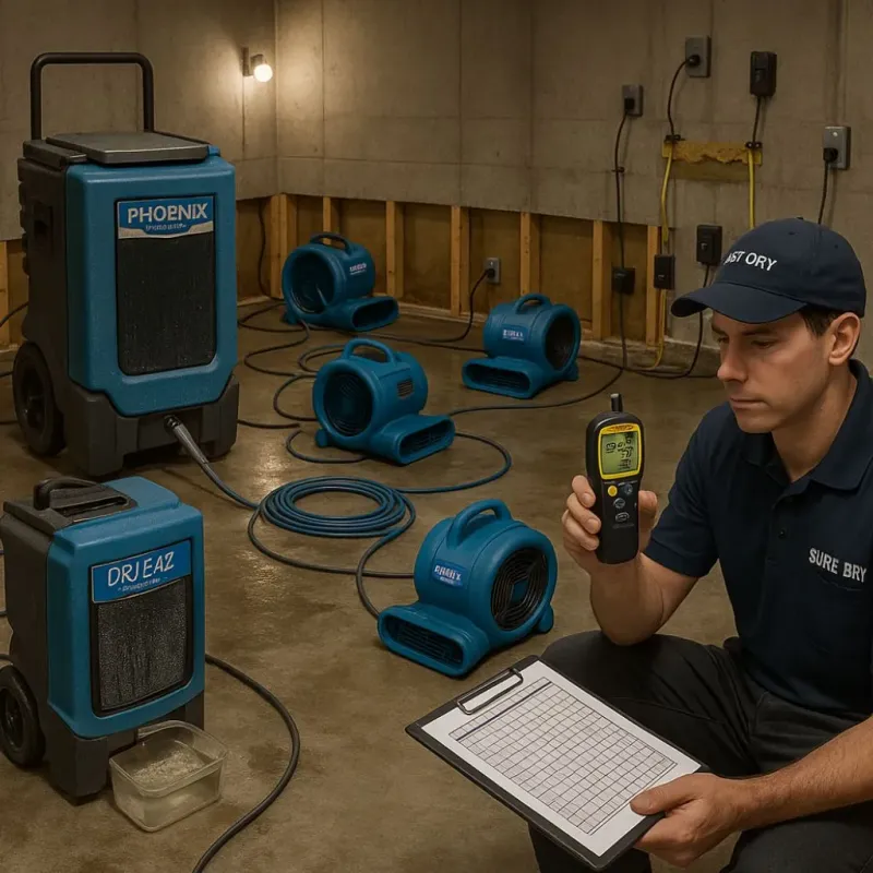 Structural Drying and Dehumidification process in Davidson, NC